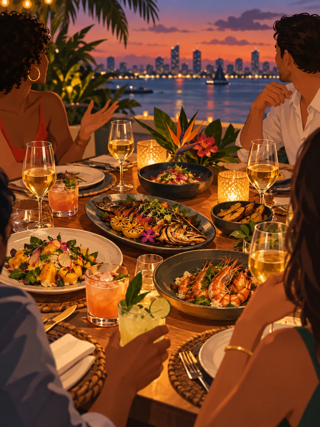 Ilustración editorial de The Dinner Table en Amara