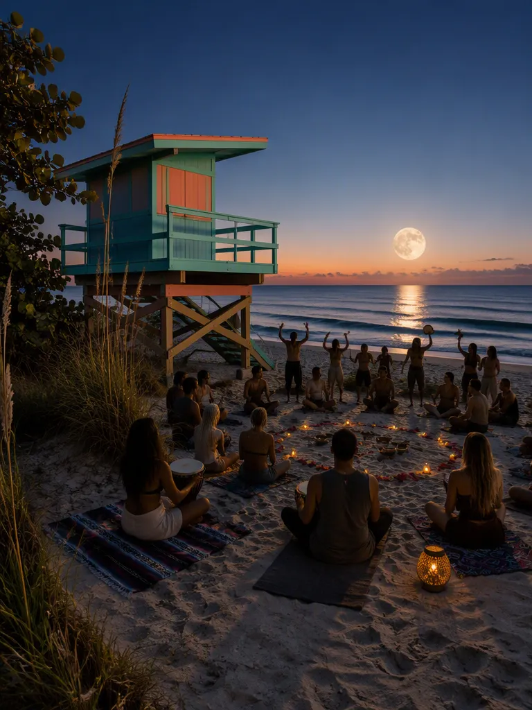 Luna llena del Esturión: yoga, sound healing y drum circle en la playa