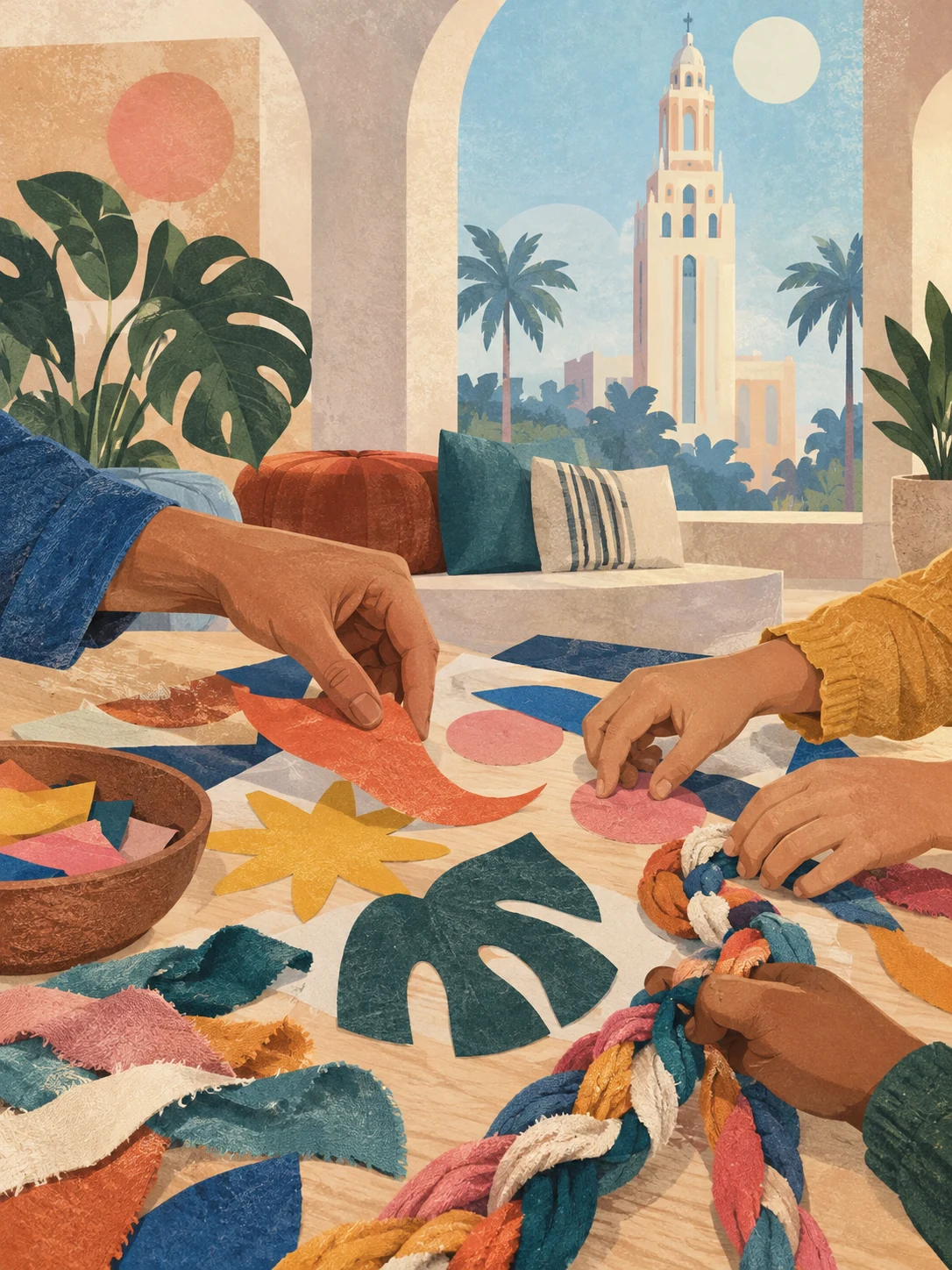 Ilustración editorial de MOAD + Kinetic: arte y movimiento en familia