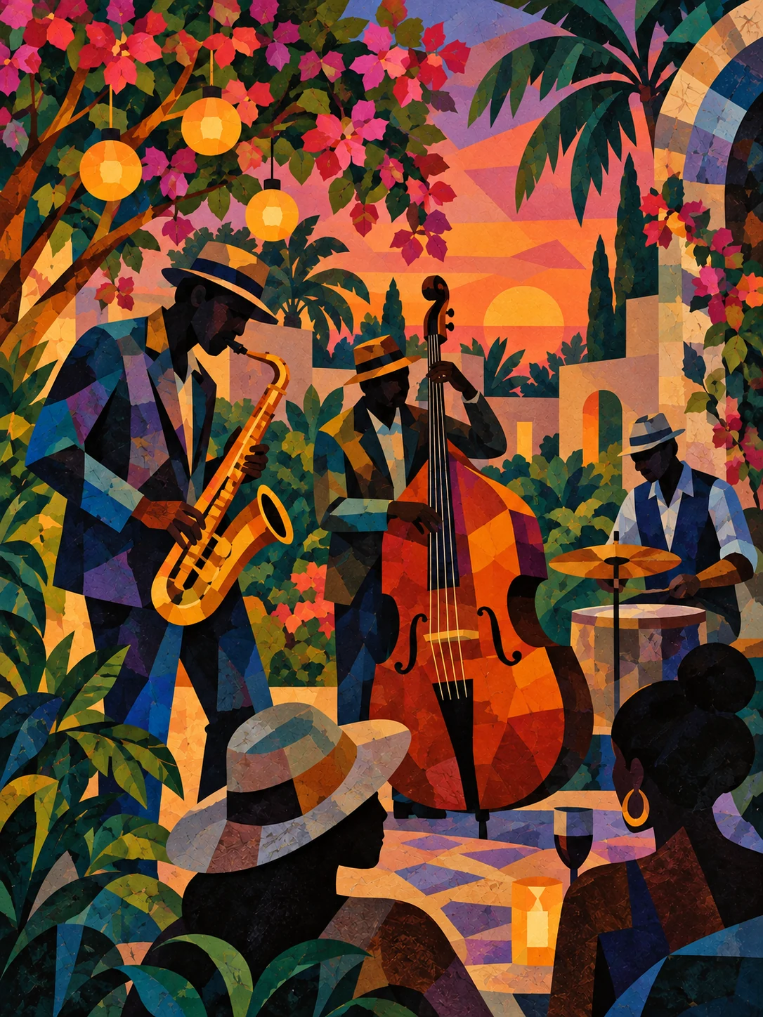Ilustración editorial de Jazz en el Garden of Humanity