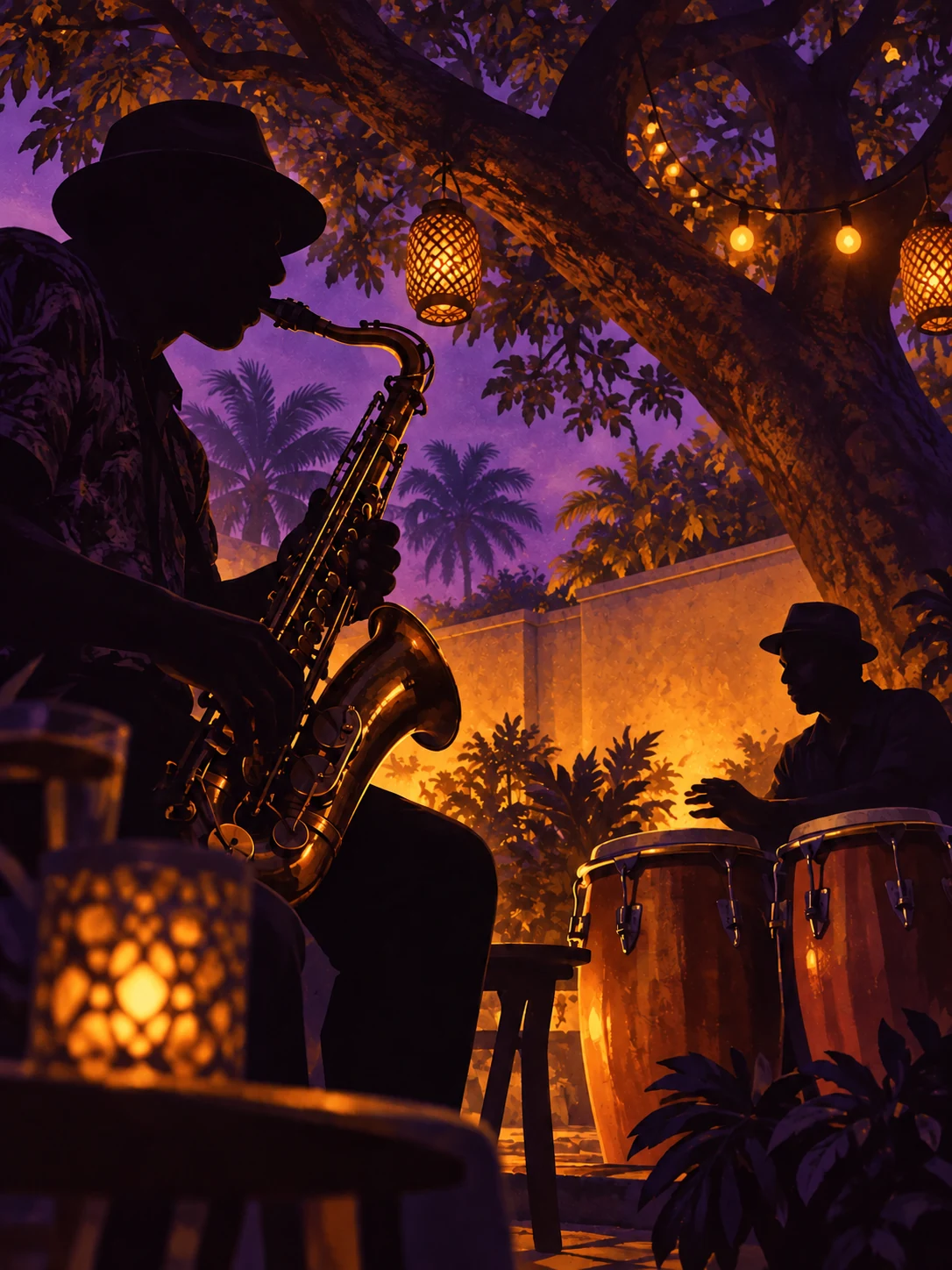 Ilustración editorial de Jazz Under a Simple Tree: Latin Jazz