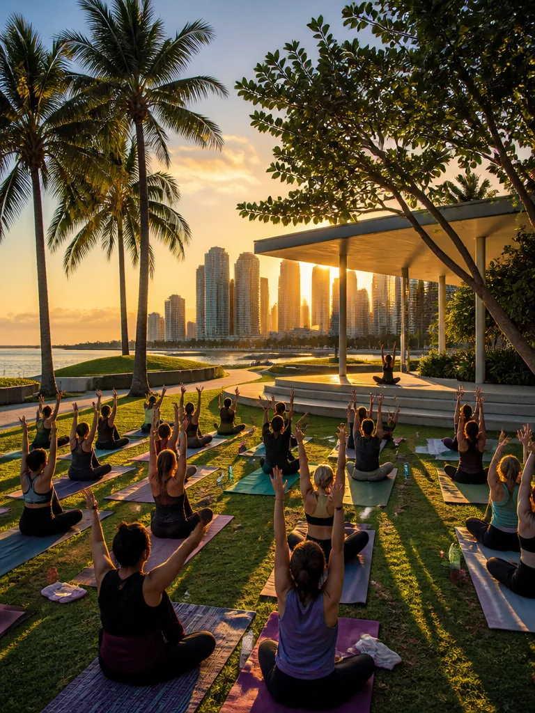 Yoga al atardecer en Bayfront Park